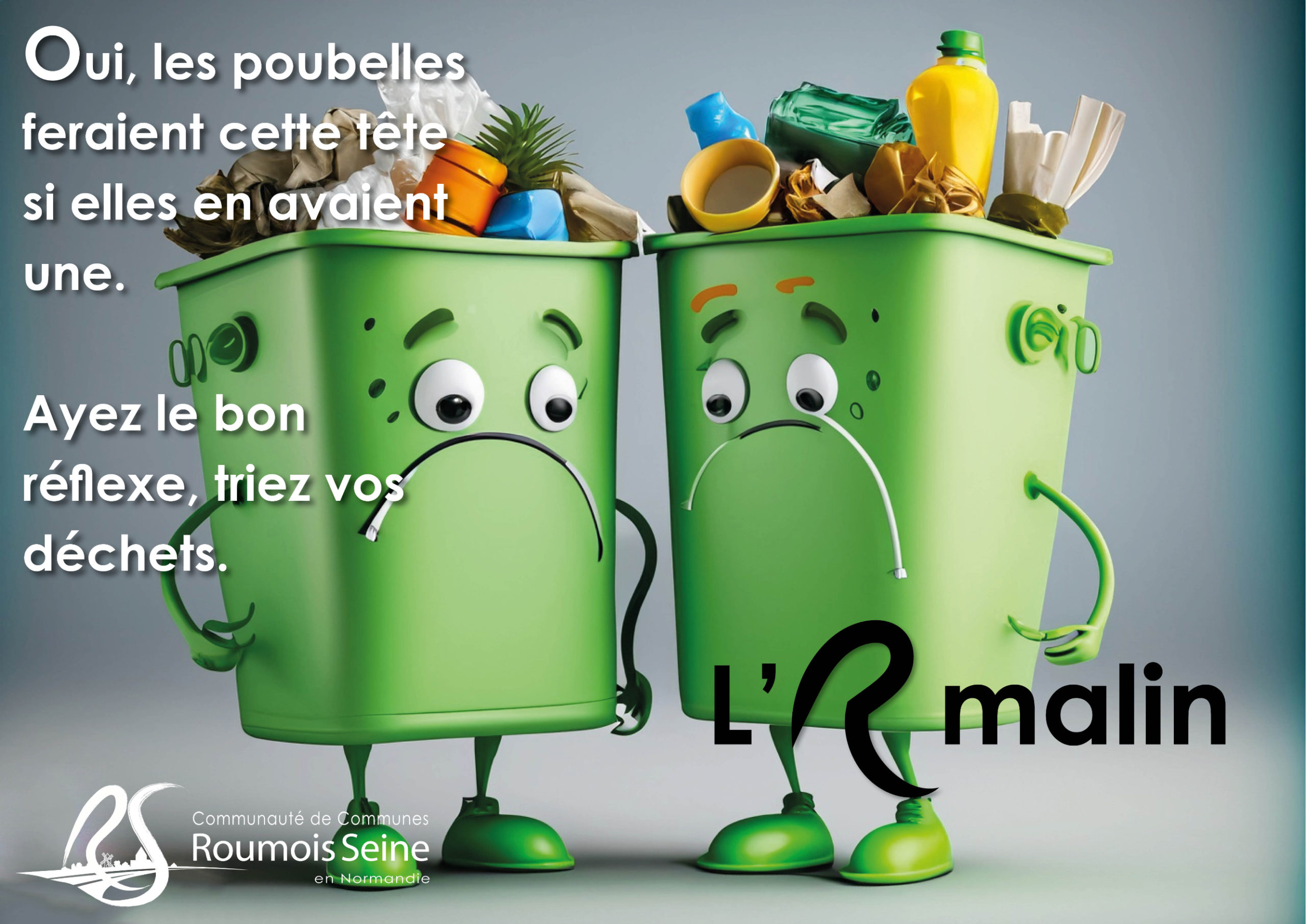 Poster Poubelle drôle pour le recyclage 